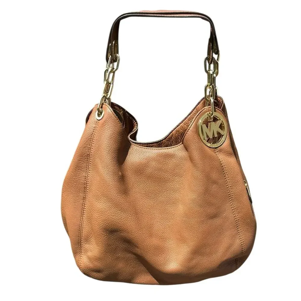 Michael Kors Large Fulton Brown Leather Shoulder Bag